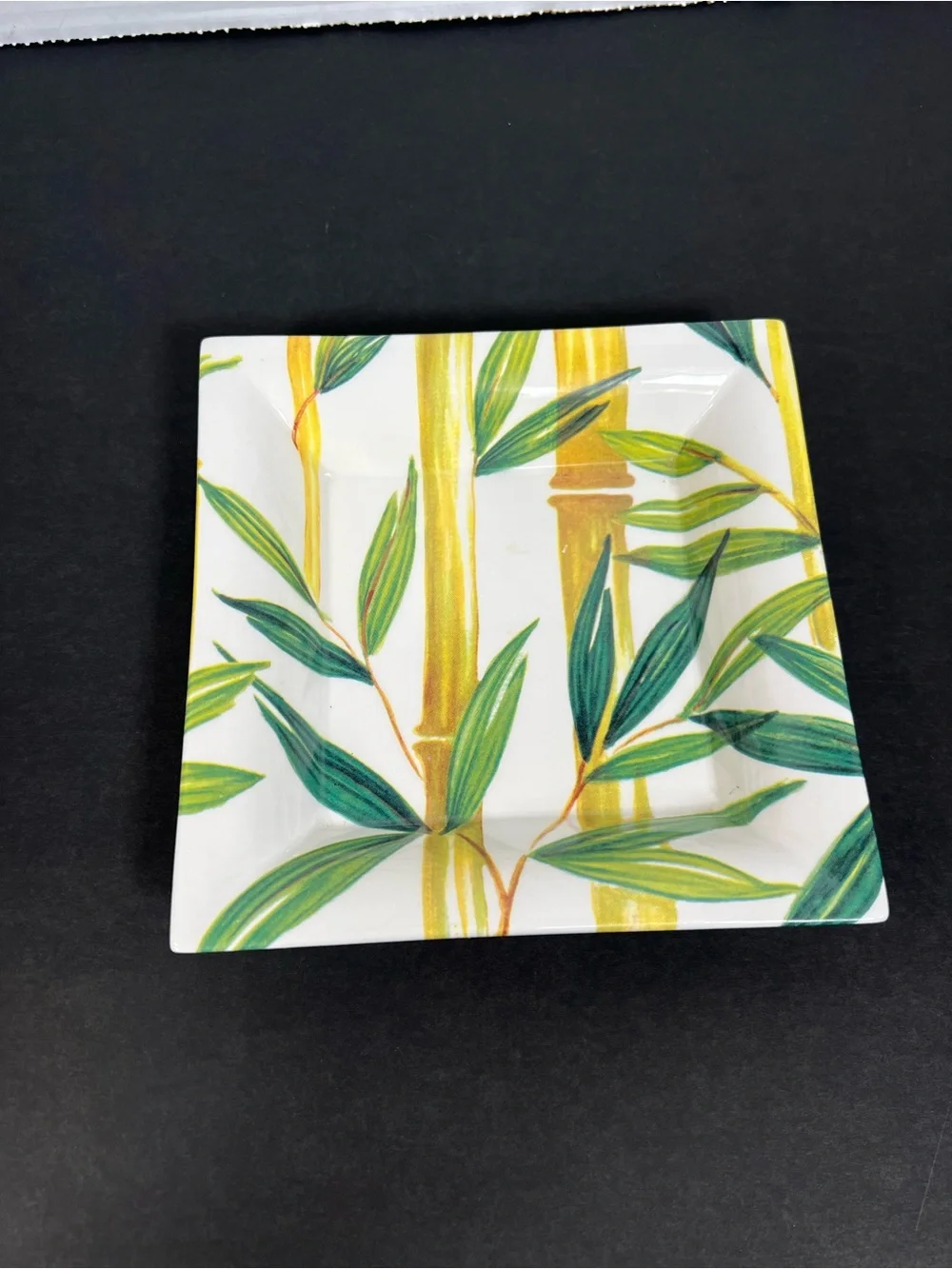 Made in Italy Ceramic Bamboo Botanical Square Serving Plate 6”